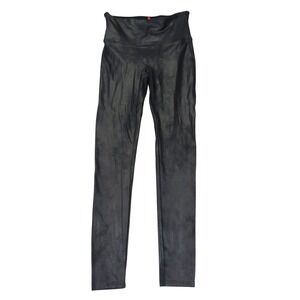 Spanx Faux‎ Leather Leggings Black Womens Medium M High Waisted Tummy Control